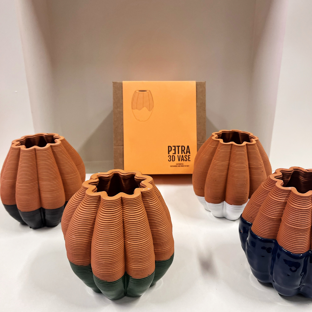 PETRA vaso 3D TERRACOTTA smaltato