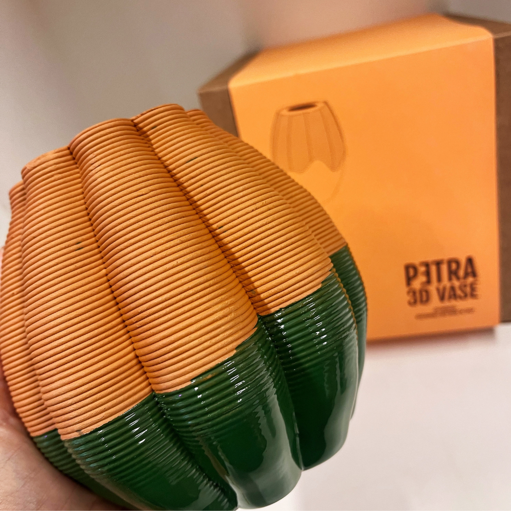 PETRA vaso 3D TERRACOTTA smaltato
