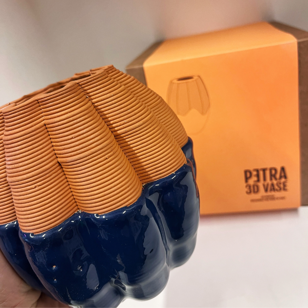 PETRA vaso 3D TERRACOTTA smaltato